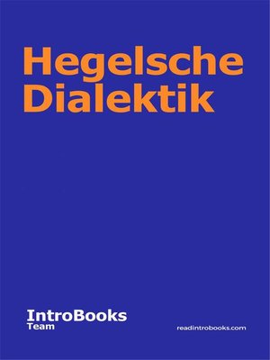 cover image of Hegelsche Dialektik